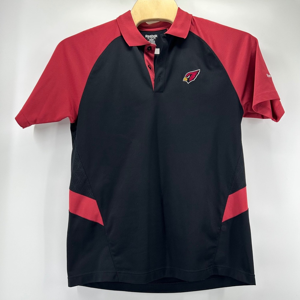 Reebok Arizona Cardinals Polo Mens M Black Red NFL PlayDry Performance Shirt